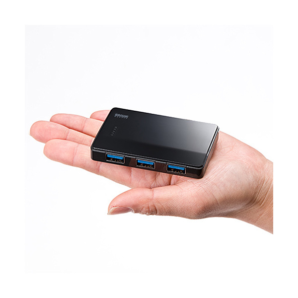 SANWA/山业 USB集线器 400-HUB025 黑色 USB3.0×4 1个