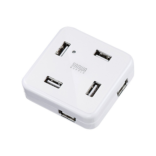 SANWA/山业 USB集线器 USB-HUB250W 白色 USB2.0×7 紧凑正方 1个