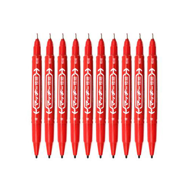 ZEBRA/斑马 小双头记号笔 YYTS5 细头1.0-1.3mm 极细头 0.5mm 红色 10支 1盒