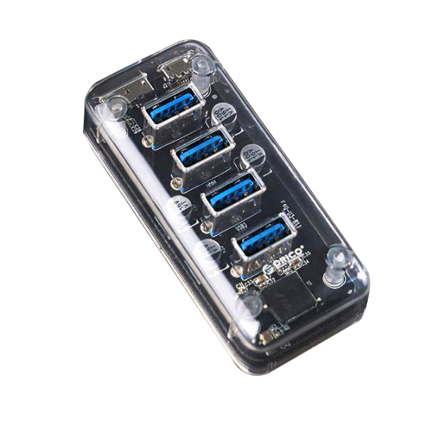 ORICO/奥睿科 USB3.0透明分线器 4口HUB集线器多接口扩展转换器 笔记本电脑一拖四集线器延长线带双供电口 F4U 1个