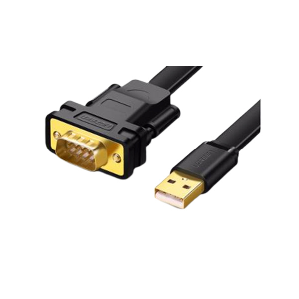 UGREEN/绿联 USB转DB9 串口线 FTDI芯片 工业级应用产品镀金接口 纯铜线芯 三层屏蔽创新黑色扁平设计支持XP、Vista、Win7、Win8、Mac OS X等各种操作系统彩盒包装 20206 1m 1根