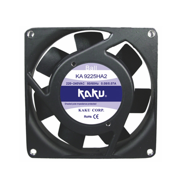 KAKU/卡固 交流轴流风扇 KA9225HA2 S 含油轴承 插片式 AC220V/240V 50Hz/60Hz 0.1A/0.09A 1台