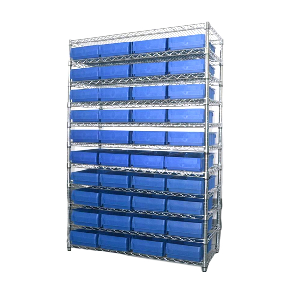 STORAGEMAID 零件盒货架 BRS412-B 外尺寸1050×400×1600mm 总承载800kg 配有40蓝盒 1套