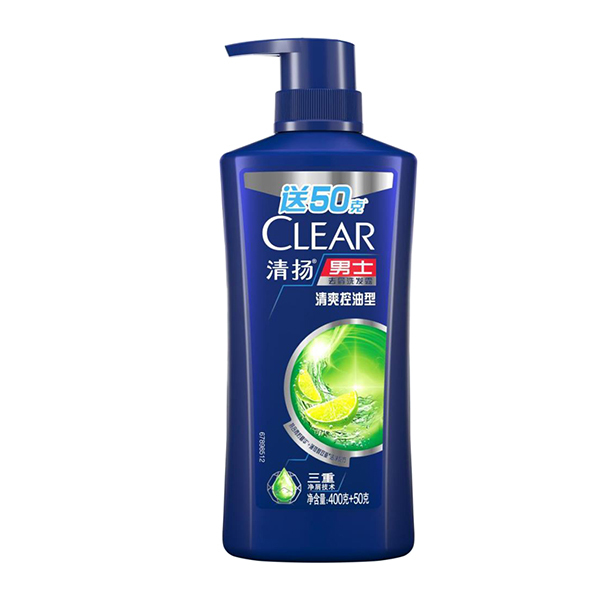 CLEAR/清扬 男士去屑洗发露清爽控油型蓝瓶MIT 6902088113150 400g+50g 1瓶