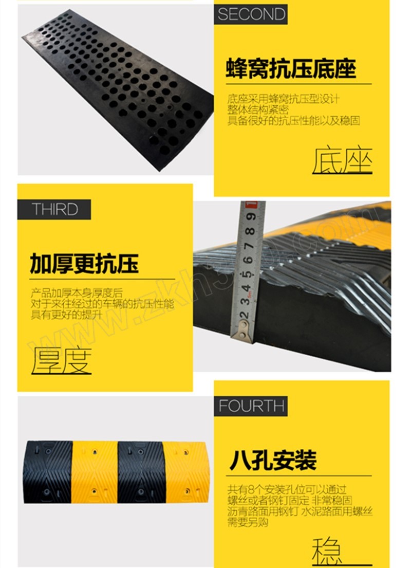鼎红 橡胶减速带 1000×380×50mm 长度误差±3cm 电缆保护套 道路减速带 电线保护套 减速坡 减速带/线缆保护带 橡胶减速带-融 ...