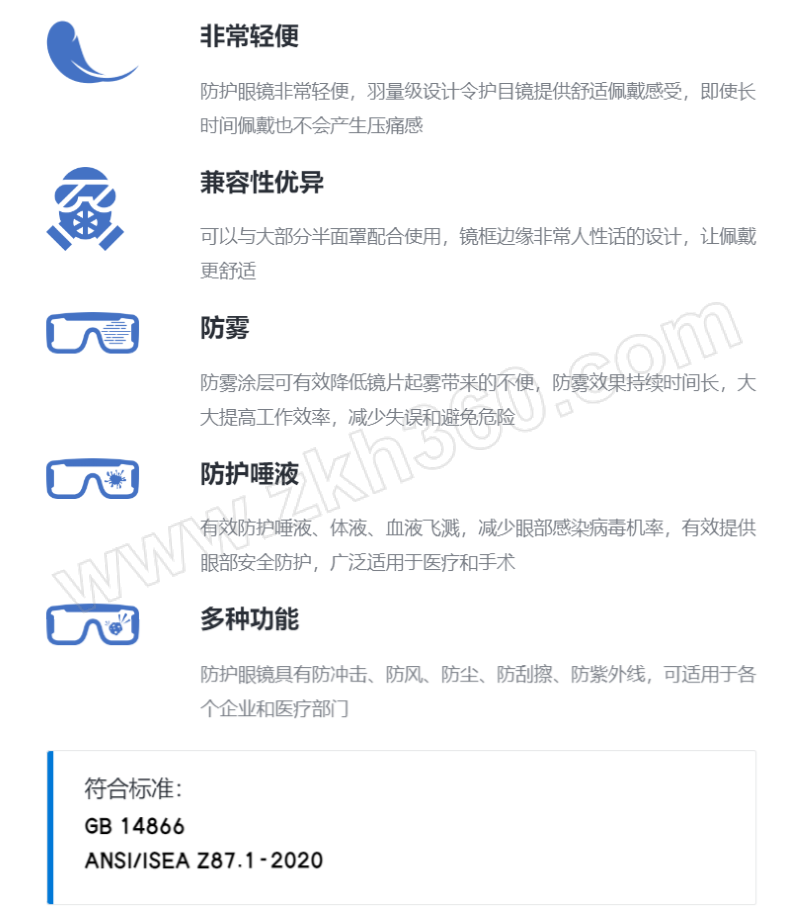 羿科 美标认证安全防护眼镜 AES03 防雾防刮擦防尘防冲击防紫外线 安全眼镜 防护眼镜 防冲击护目镜 劳保眼镜 防冲击眼镜 美标认证安全防护 ...